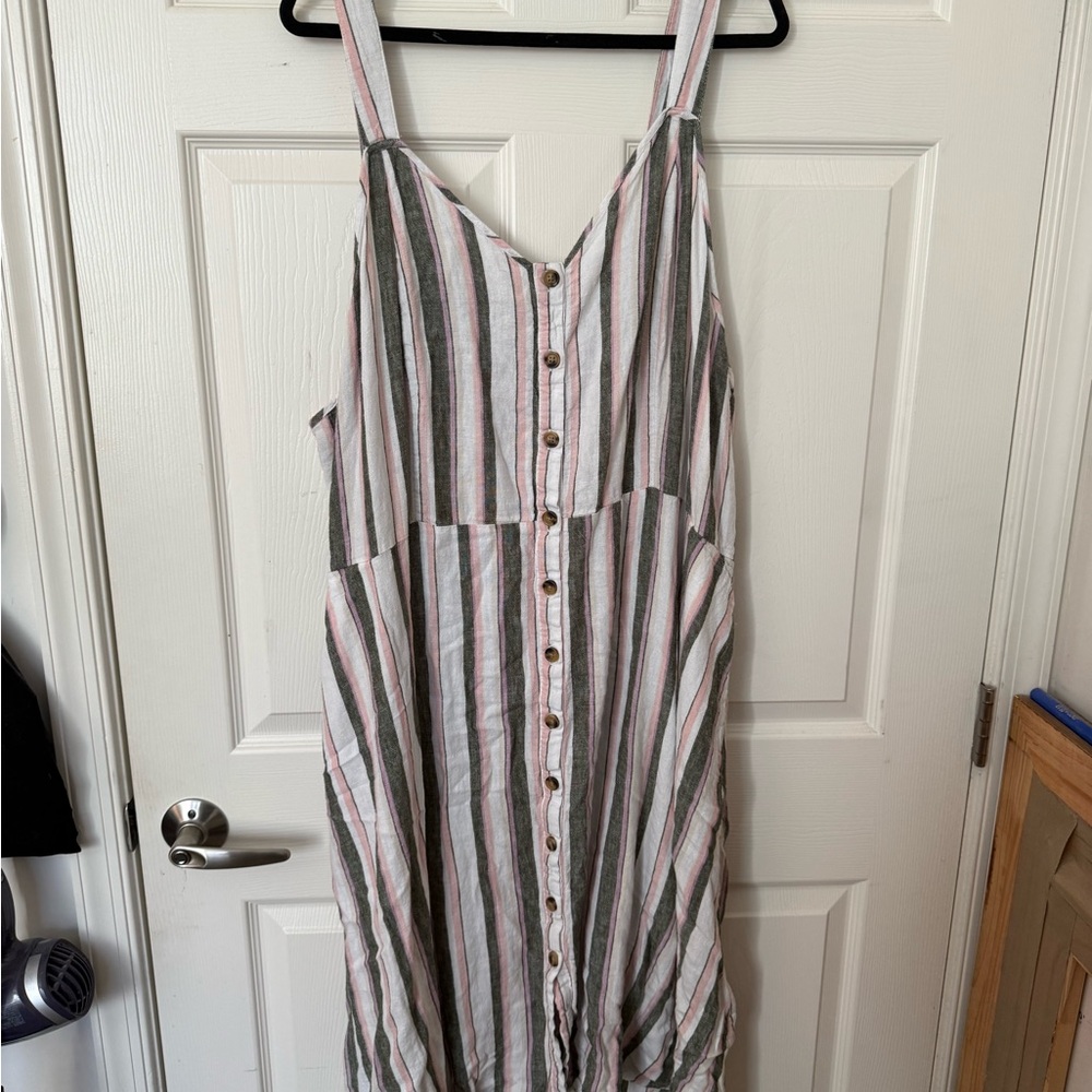 Terra & Sky Green and Pink Striped Midi Dress